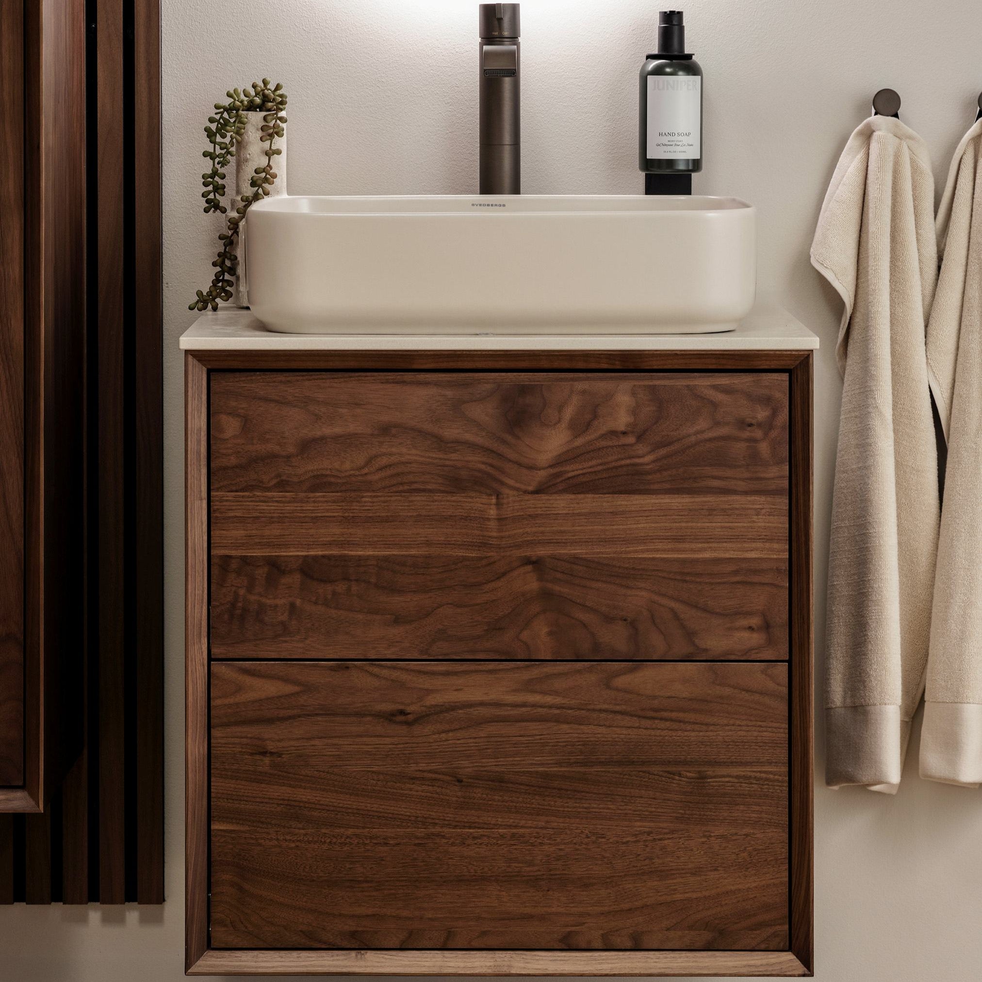 Walnut vanity unit 60 cm – Without washbasin