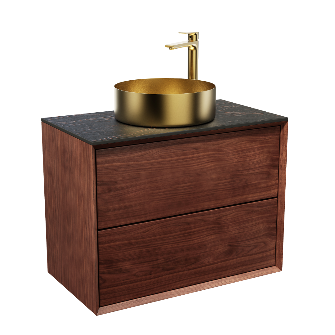 Washbasin cabinet 80 cm in solid walnut - Without washbasin