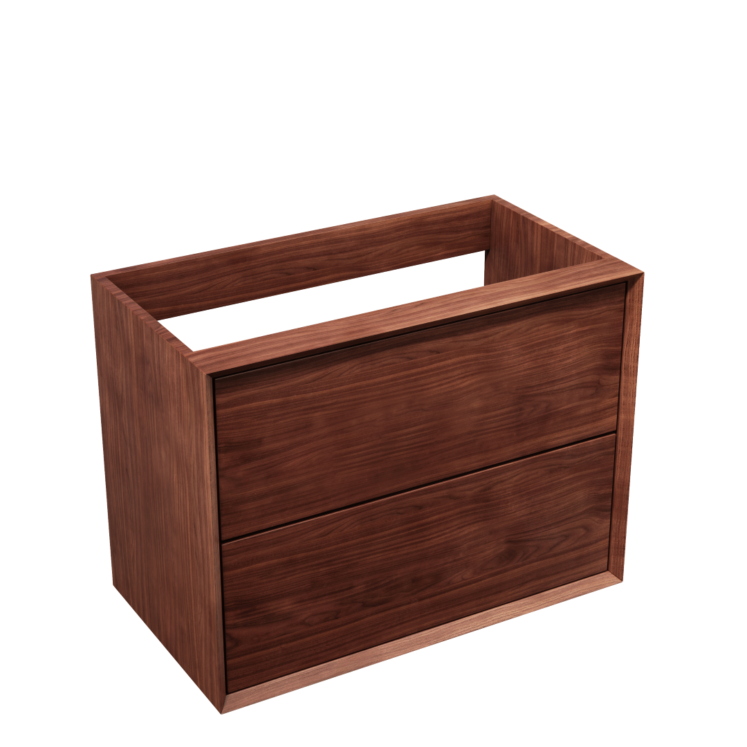 Washbasin cabinet 80 cm in solid walnut - Without washbasin