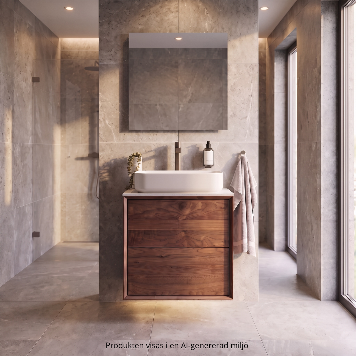 Walnut vanity unit 60 cm – Without washbasin