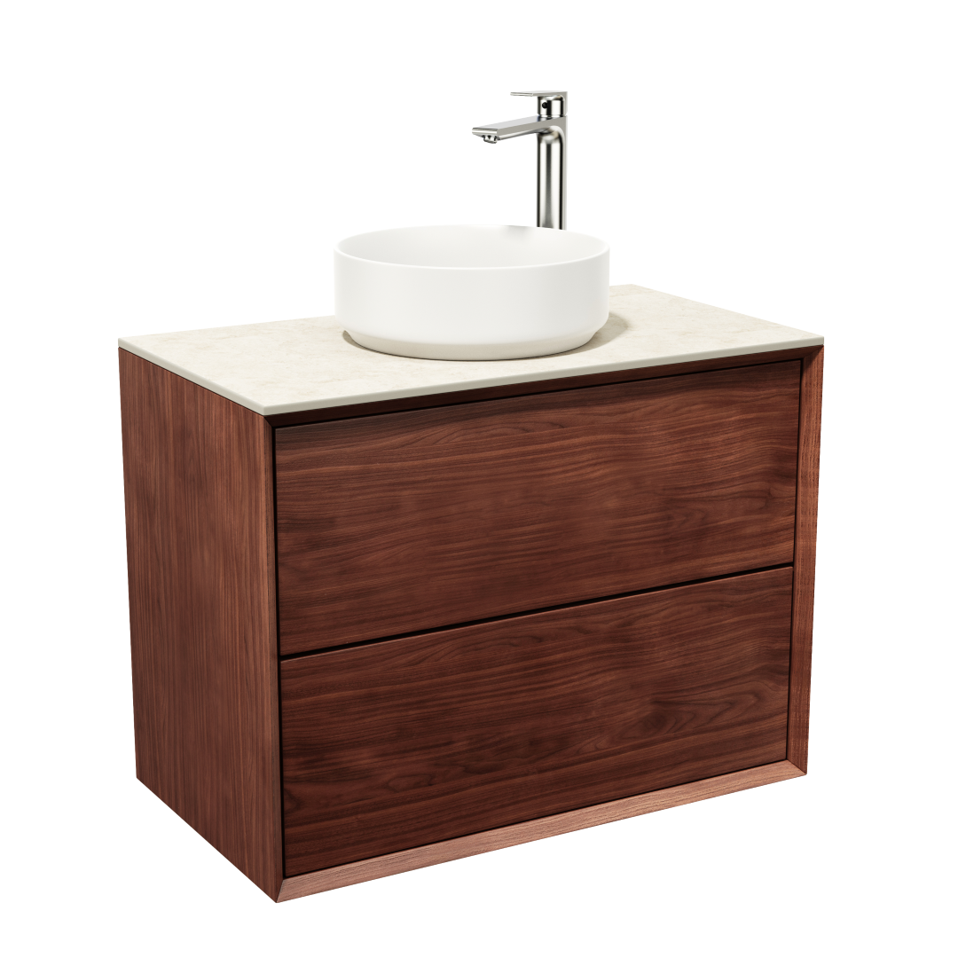 Washbasin cabinet 80 cm in solid walnut - Without washbasin