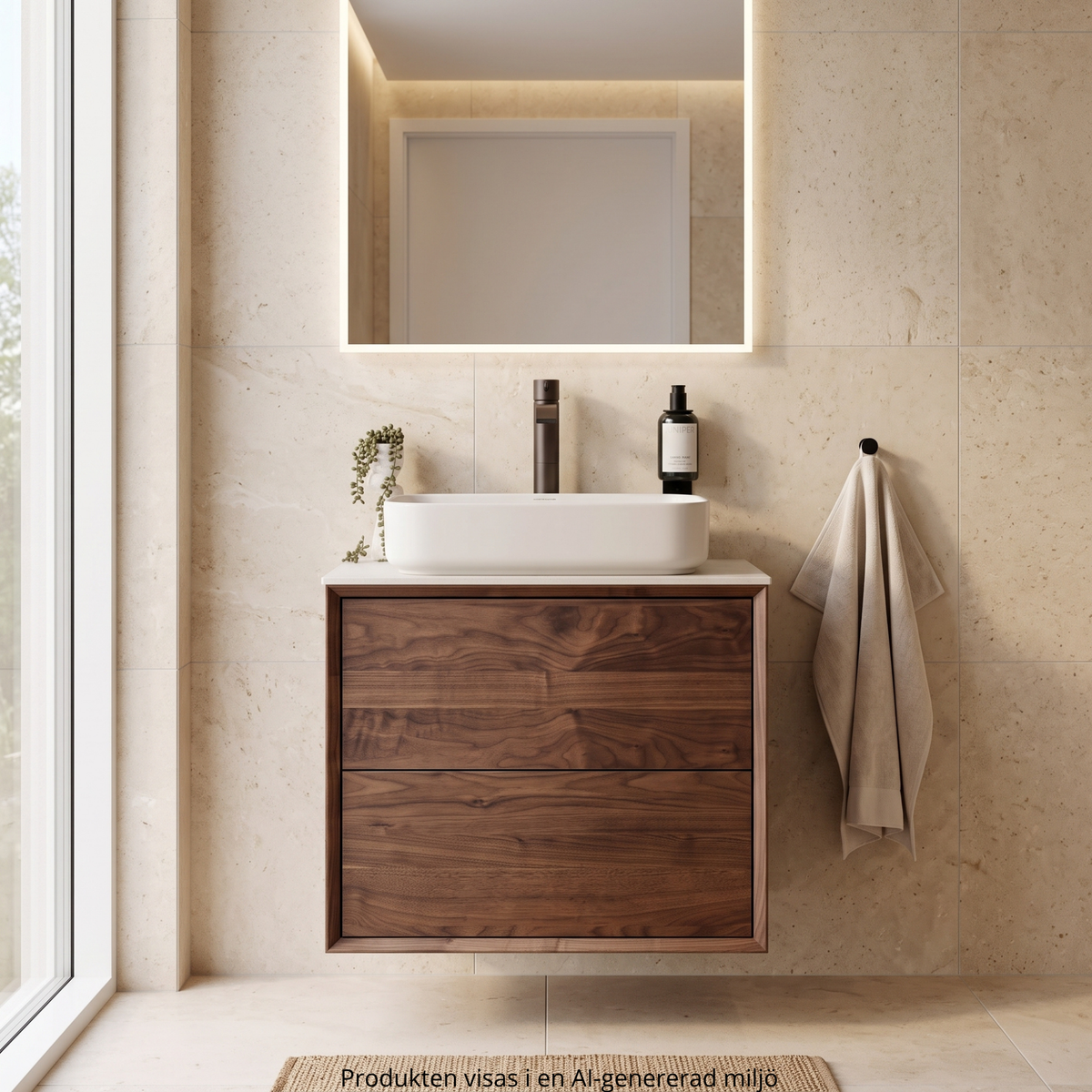 Walnut vanity unit 60 cm – Without washbasin