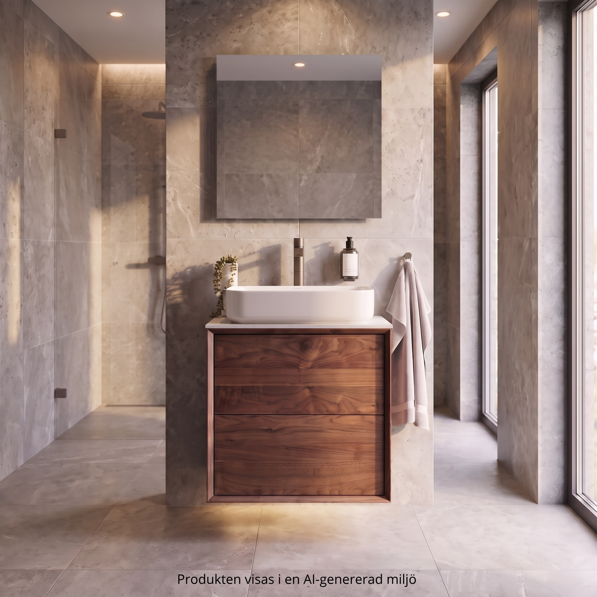 Walnut vanity unit 60 cm – Without washbasin