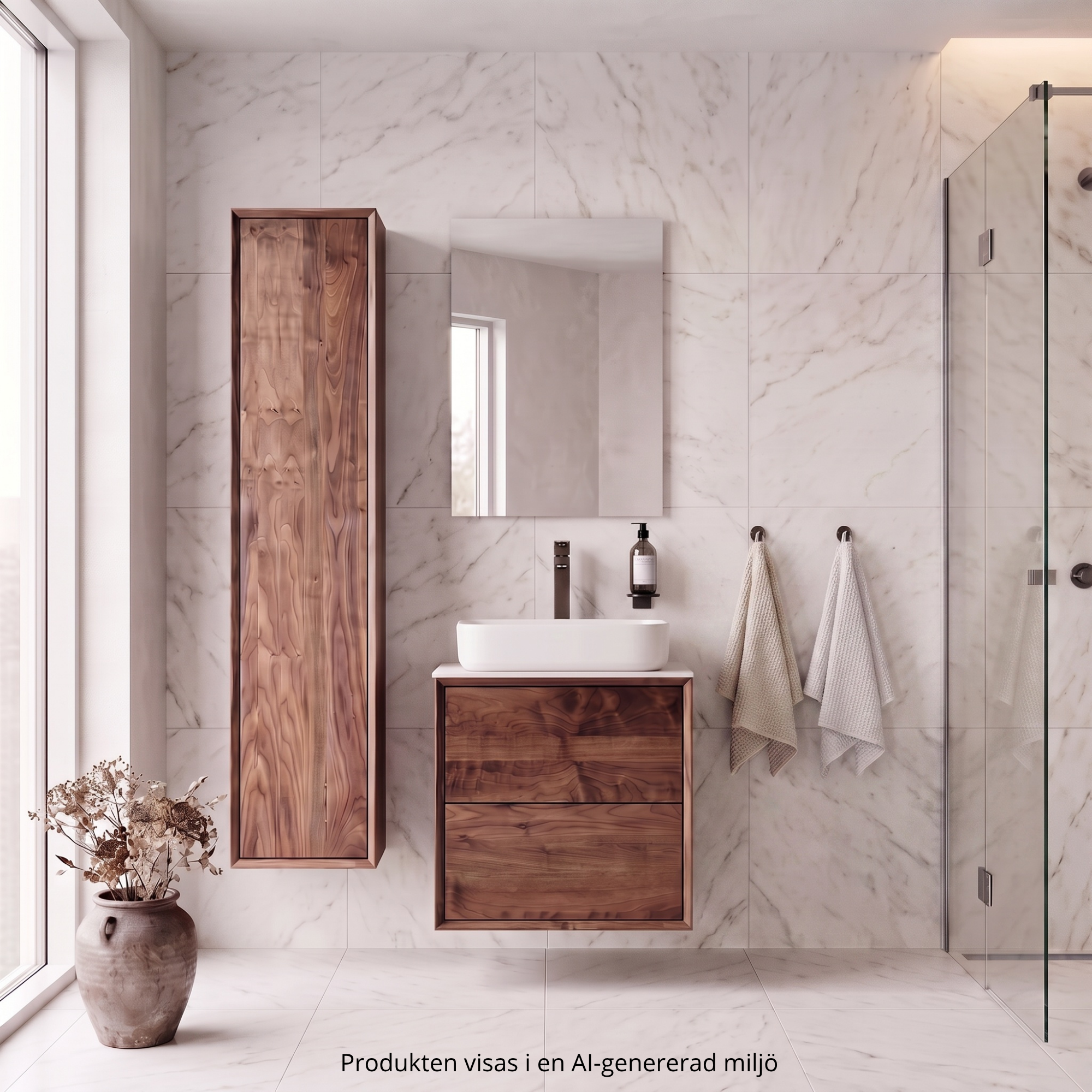 Walnut vanity unit 60 cm – Without washbasin