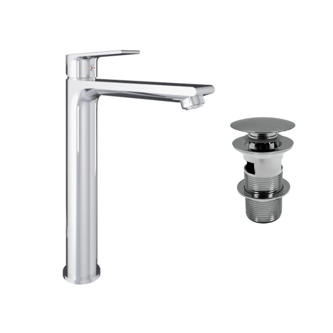 Mixer tap package for countertop washbasins – choose design and finish