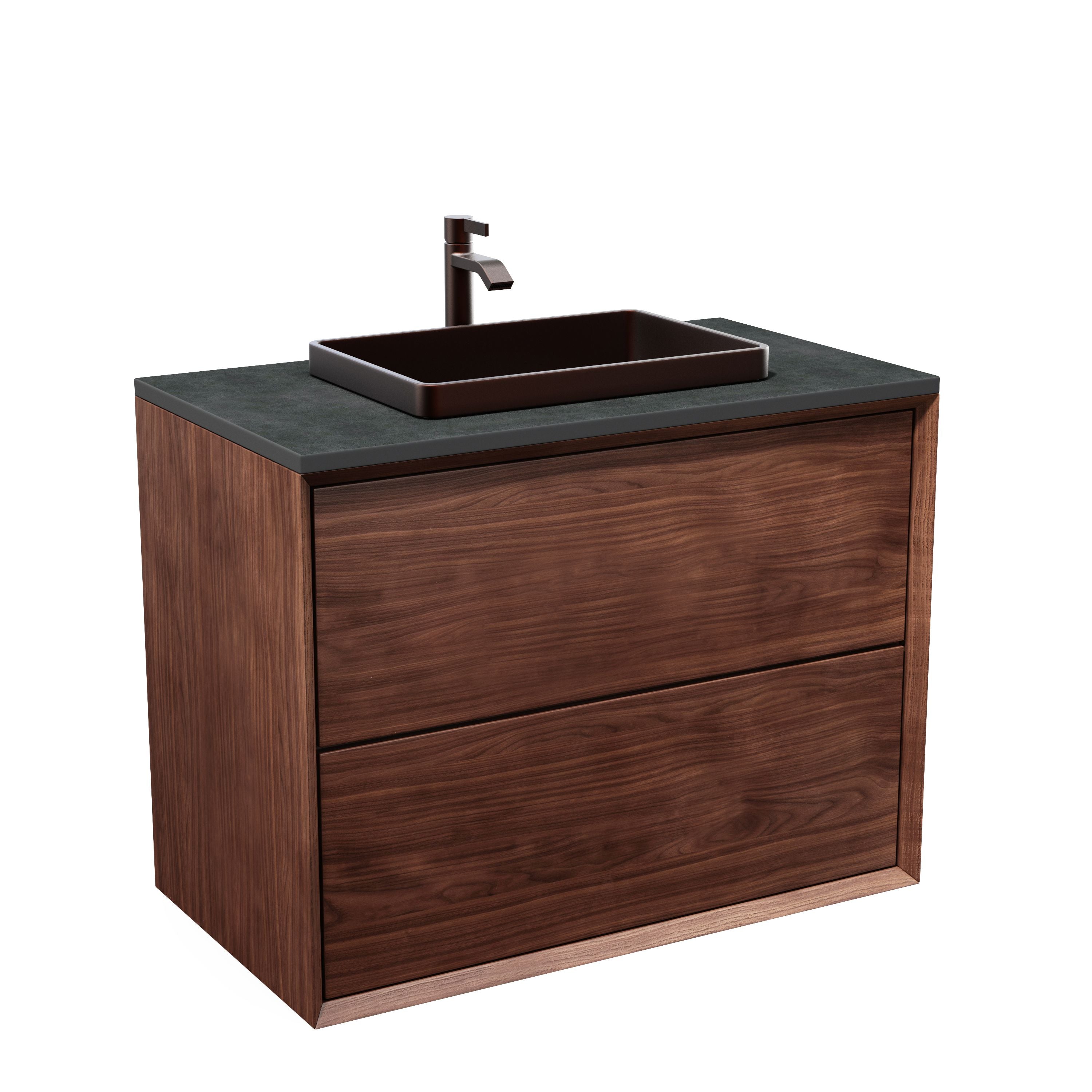 Vanity unit solid walnut – Dark exclusive design