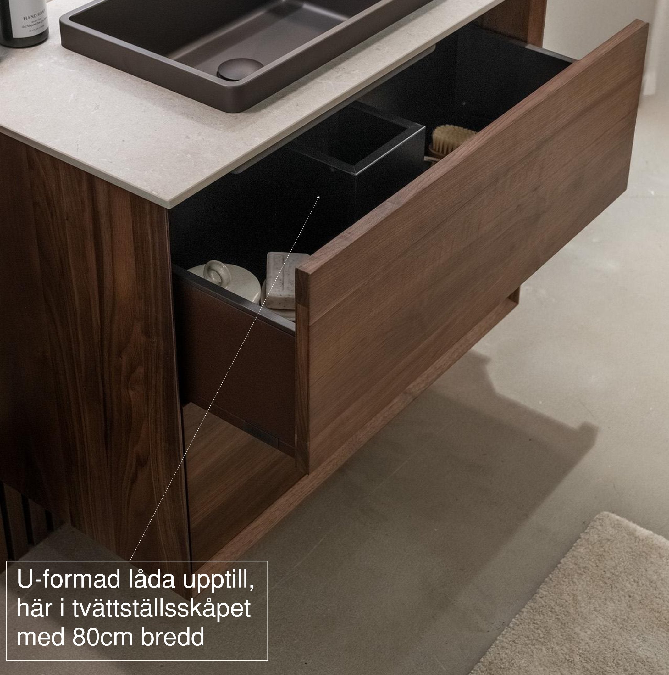 Walnut vanity unit 60 cm – Without washbasin